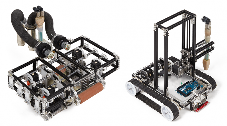 Команда из нескольких  3D-принтеров “Minibuilder» может создавать крупномасштабные объекты.