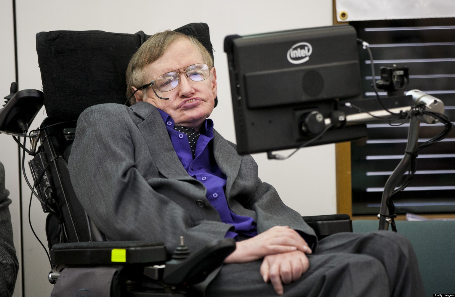 LONDON, UNITED KINGDOM - APRIL 30: Stephen Hawking  makes an appearance to show support for the Breathe On UK charity at  on April 30, 2013 in London, England. (Photo by John Phillips/UK Press via Getty Images)